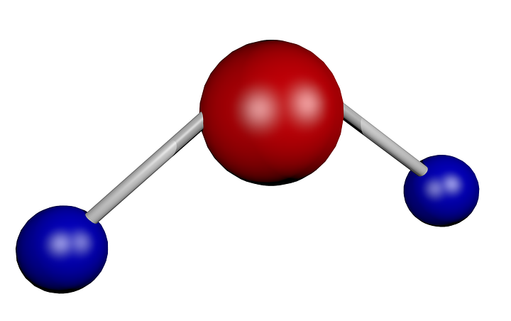Schematische voorstelling van een watermolecuul