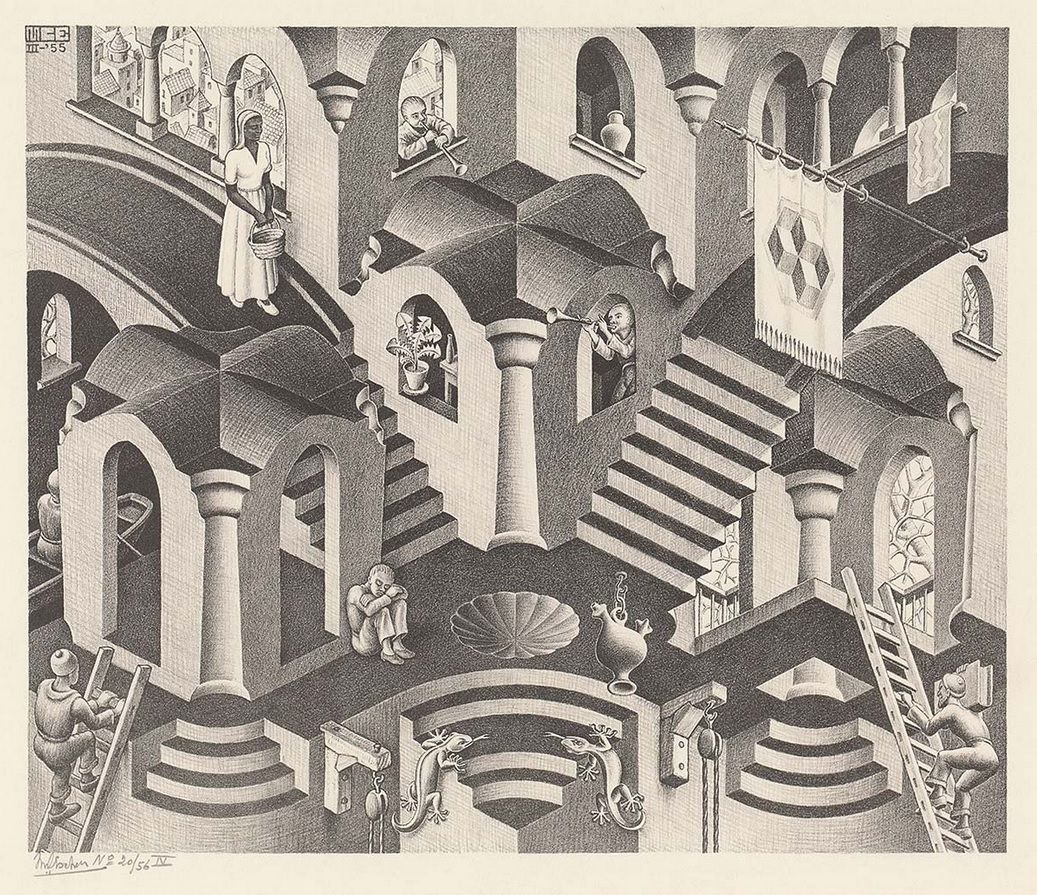 M.C. Escher: 'Hol en bol' © 2023 The M.C. Escher Company, Baarn. Alle rechten voorbehouden. www.mcescher.nl 